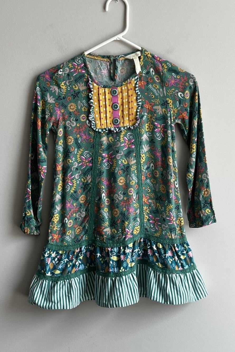 Matilda Jane Dress Colorful Floral Printed Cotton Blend Girls Size 8